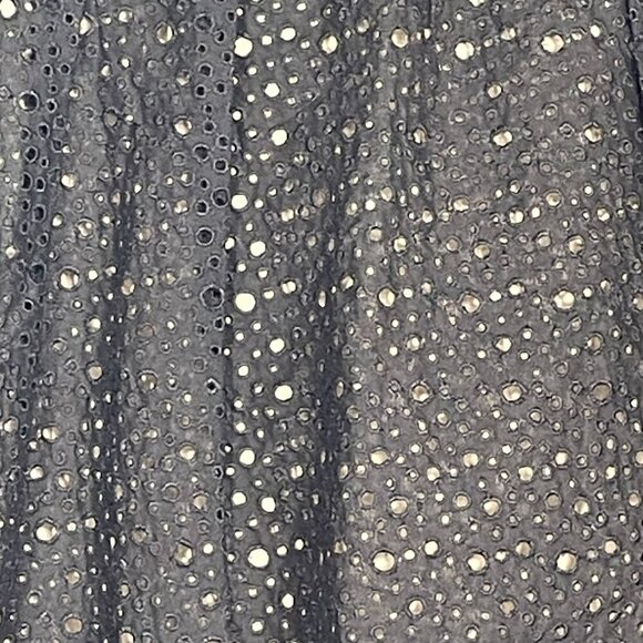 Lida Baday Black Eyelet Overlay Pleated Mini Skirt Size 4 Designer Quiet-Luxury - Picture 7 of 14